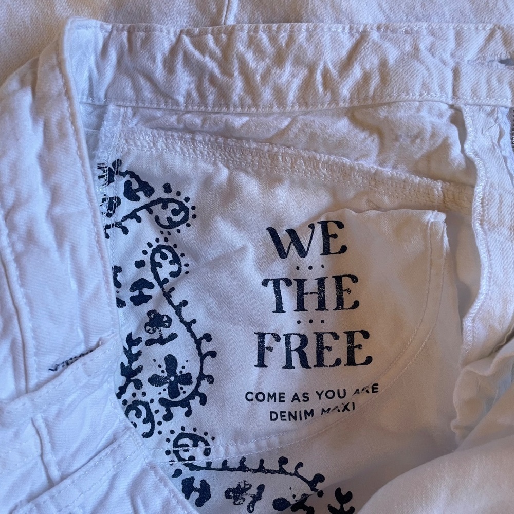 Free People We The Free "Come As You Are" White Denim Maxi Skirt - Picture 6 of 13
